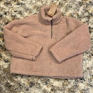 Fluffy 1/4 zip teddy coat